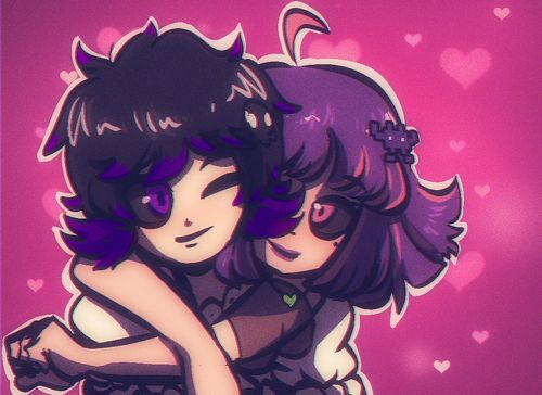 Two cuties hugging